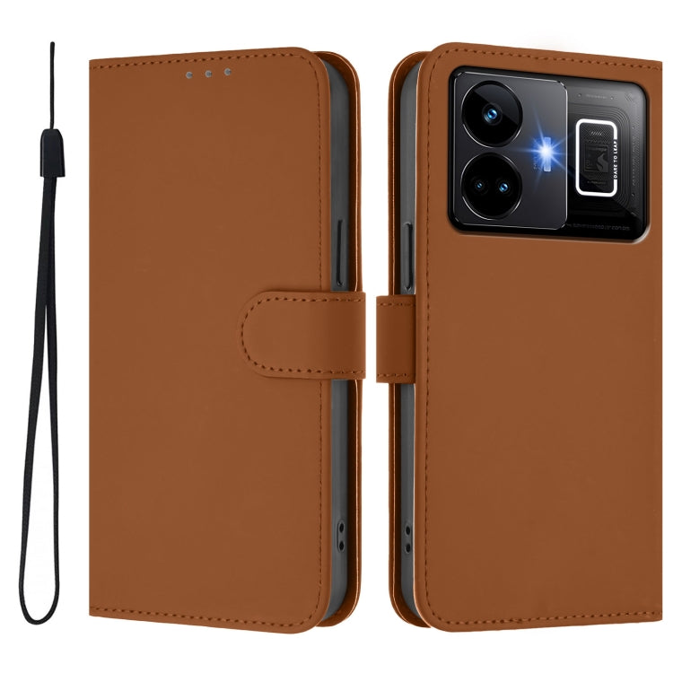 For Realme GT3 5G / GT Neo 5 240W Skin Feel Solid Color Leather Phone Case with Lanyard