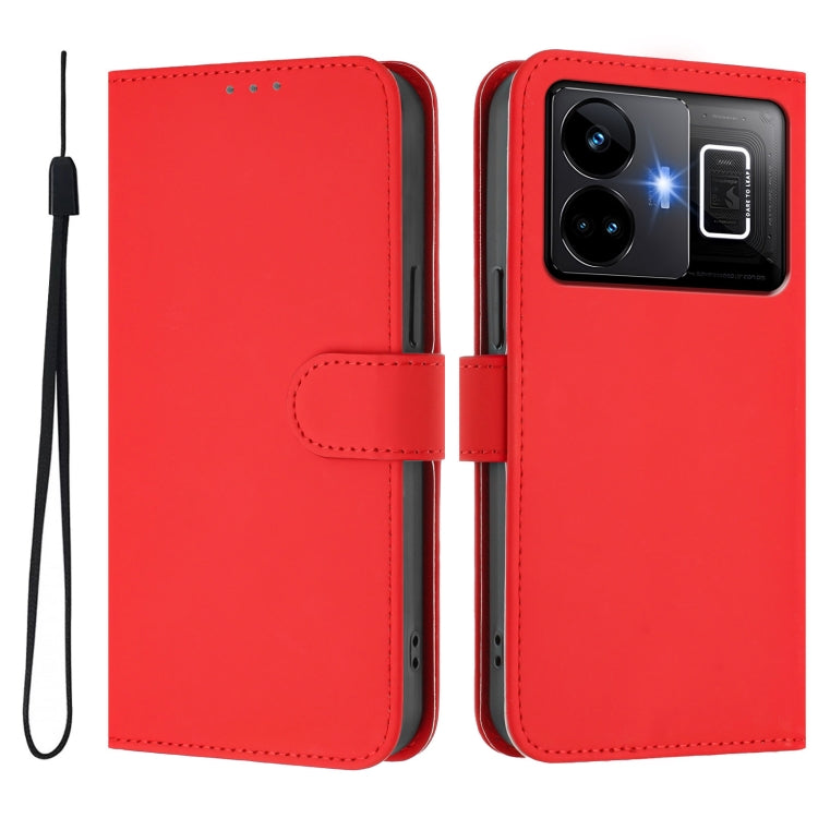 For Realme GT3 5G / GT Neo 5 240W Skin Feel Solid Color Leather Phone Case with Lanyard