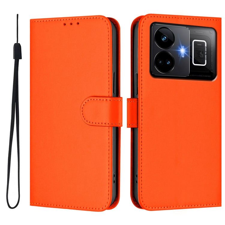 For Realme GT3 5G / GT Neo 5 240W Skin Feel Solid Color Leather Phone Case with Lanyard