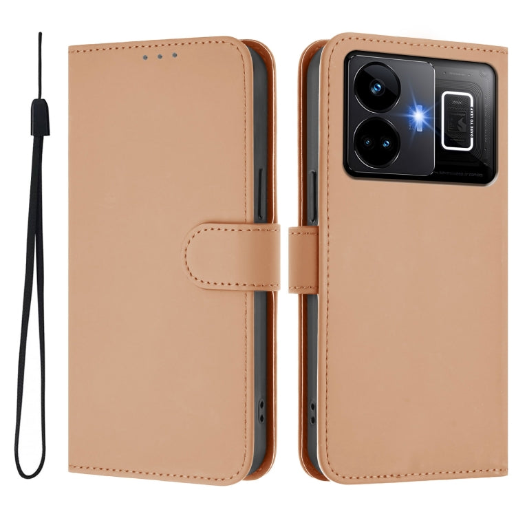 For Realme GT3 5G / GT Neo 5 240W Skin Feel Solid Color Leather Phone Case with Lanyard