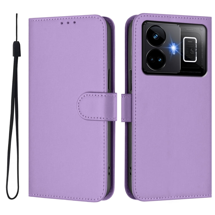 For Realme GT3 5G / GT Neo 5 240W Skin Feel Solid Color Leather Phone Case with Lanyard
