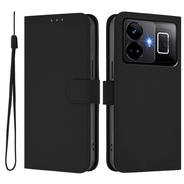 For Realme GT3 5G / GT Neo 5 240W Skin Feel Solid Color Leather Phone Case with Lanyard