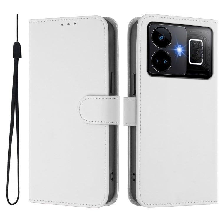 For Realme GT3 5G / GT Neo 5 240W Skin Feel Solid Color Leather Phone Case with Lanyard