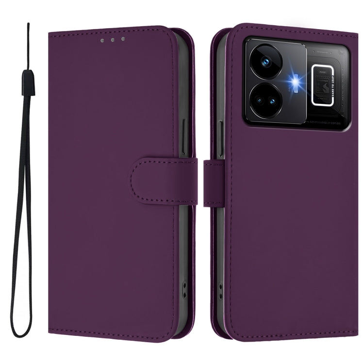 For Realme GT3 5G / GT Neo 5 240W Skin Feel Solid Color Leather Phone Case with Lanyard