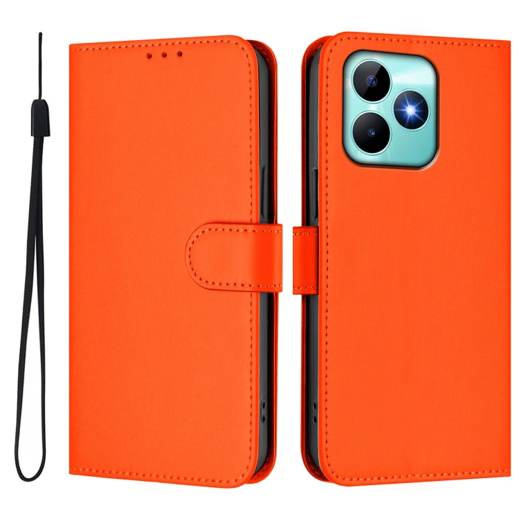 For Realme Note 50 4G Global Skin Feel Solid Color Leather Phone Case with Lanyard