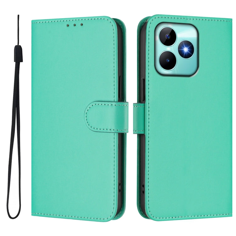 For Realme Note 50 4G Global Skin Feel Solid Color Leather Phone Case with Lanyard