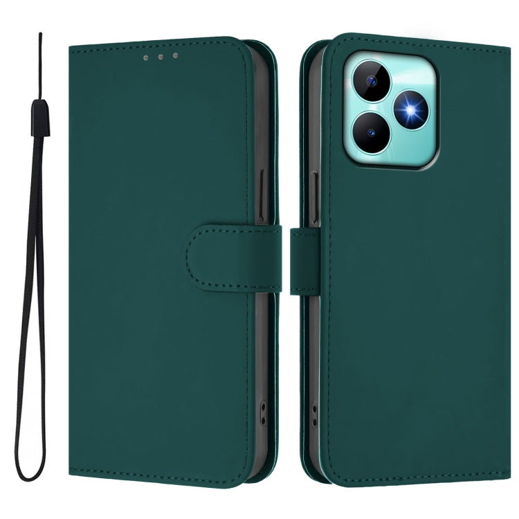 For Realme Note 50 4G Global Skin Feel Solid Color Leather Phone Case with Lanyard