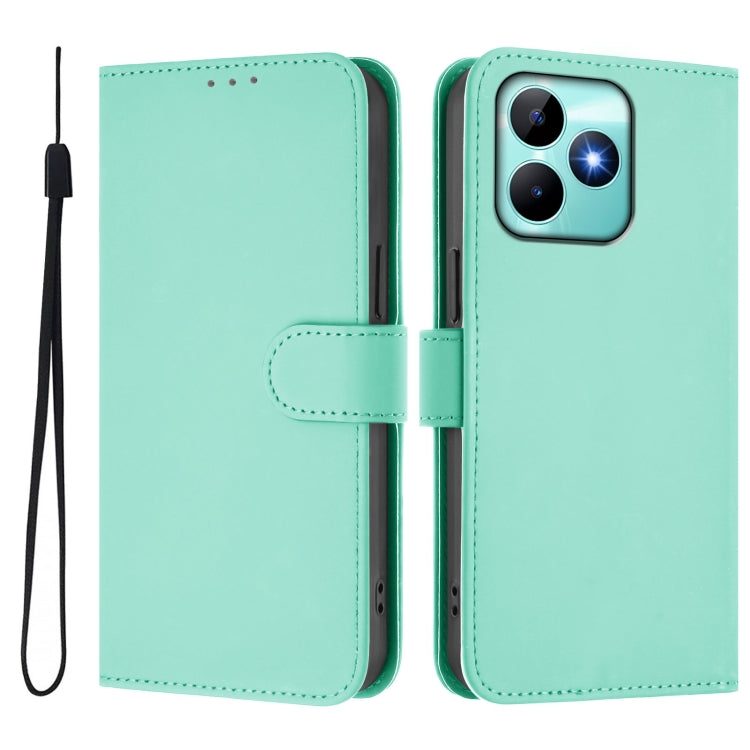 For Realme Note 50 4G Global Skin Feel Solid Color Leather Phone Case with Lanyard
