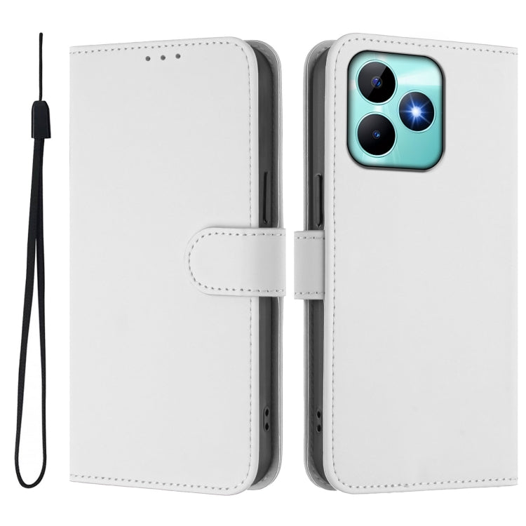 For Realme Note 50 4G Global Skin Feel Solid Color Leather Phone Case with Lanyard