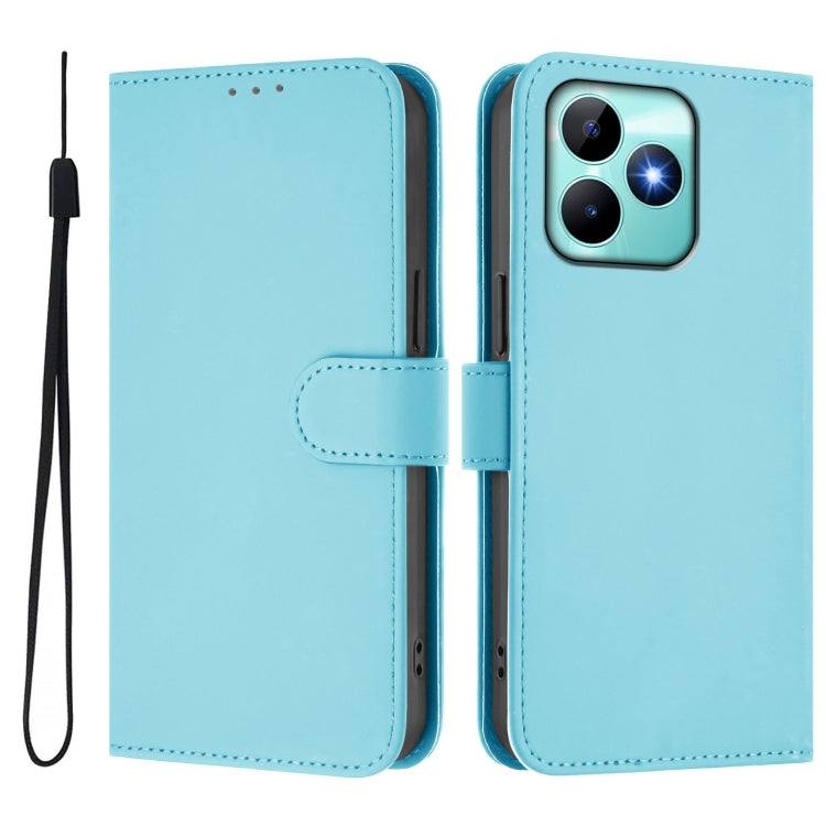 For Realme Note 50 4G Global Skin Feel Solid Color Leather Phone Case with Lanyard