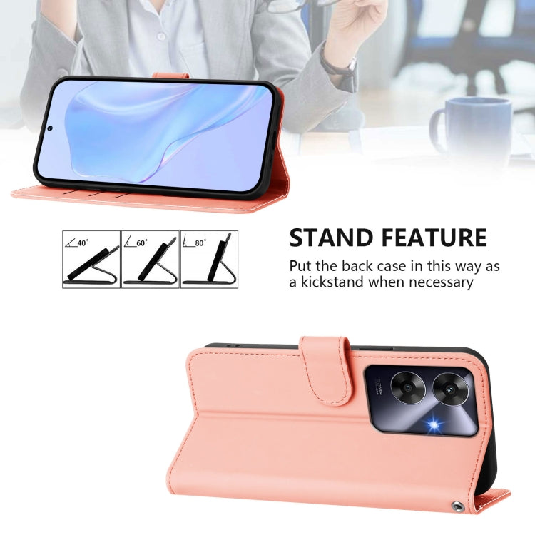 For Realme Note 60 4G Global Skin Feel Solid Color Leather Phone Case with Lanyard