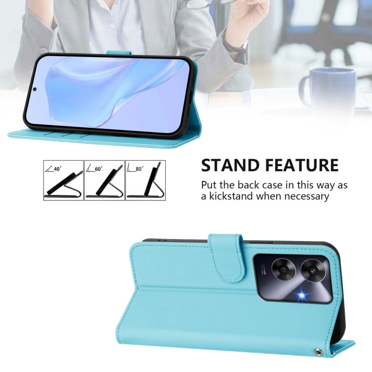 For Realme Note 60 4G Global Skin Feel Solid Color Leather Phone Case with Lanyard