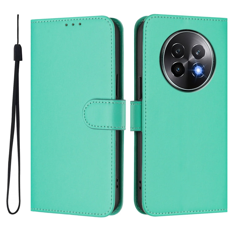 For Realme 13+ 5G Global Skin Feel Solid Color Leather Phone Case with Lanyard