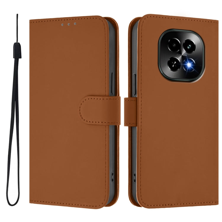 For Realme C63 5G Global Skin Feel Solid Color Leather Phone Case with Lanyard
