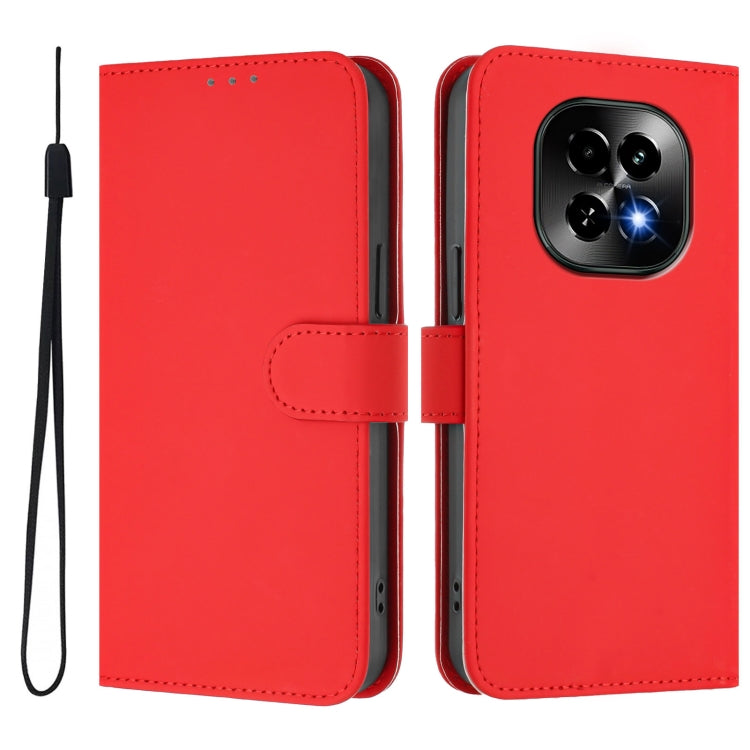 For Realme C63 5G Global Skin Feel Solid Color Leather Phone Case with Lanyard