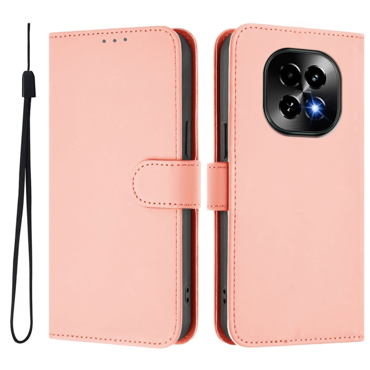 For Realme C63 5G Global Skin Feel Solid Color Leather Phone Case with Lanyard