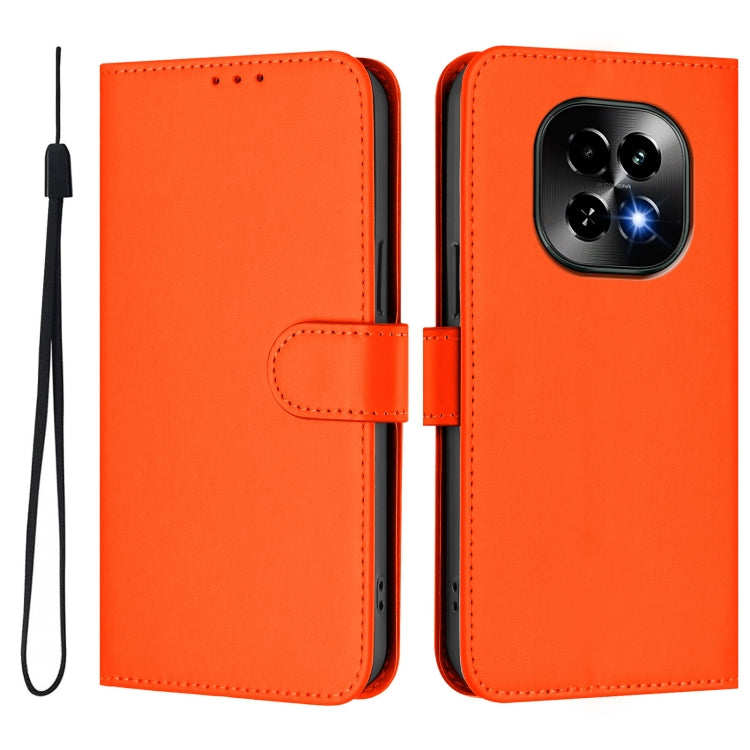 For Realme C63 5G Global Skin Feel Solid Color Leather Phone Case with Lanyard