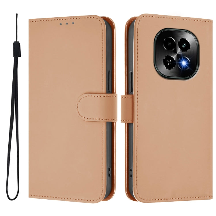 For Realme C63 5G Global Skin Feel Solid Color Leather Phone Case with Lanyard