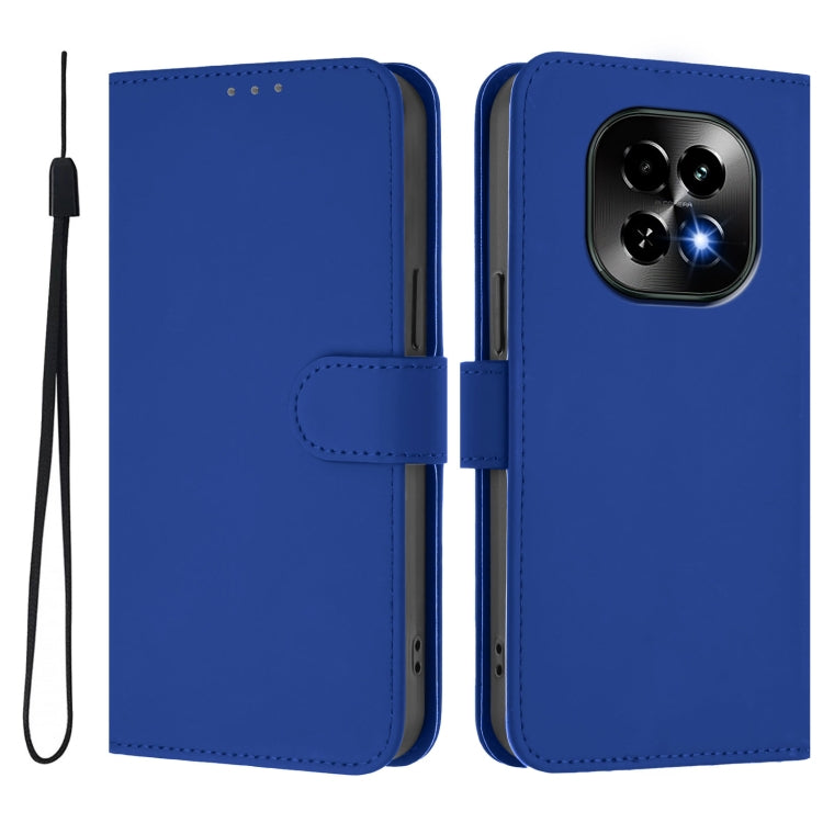 For Realme C63 5G Global Skin Feel Solid Color Leather Phone Case with Lanyard