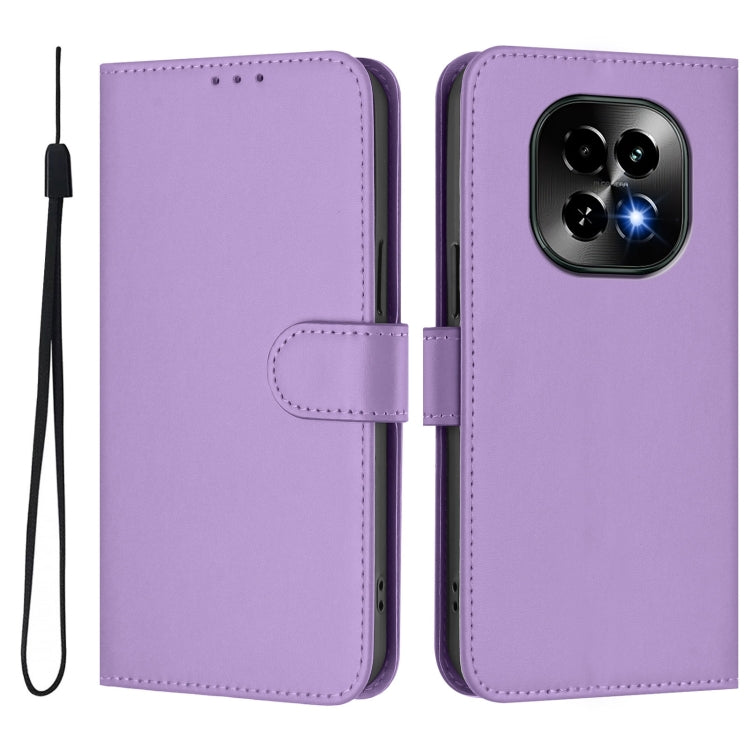 For Realme C63 5G Global Skin Feel Solid Color Leather Phone Case with Lanyard