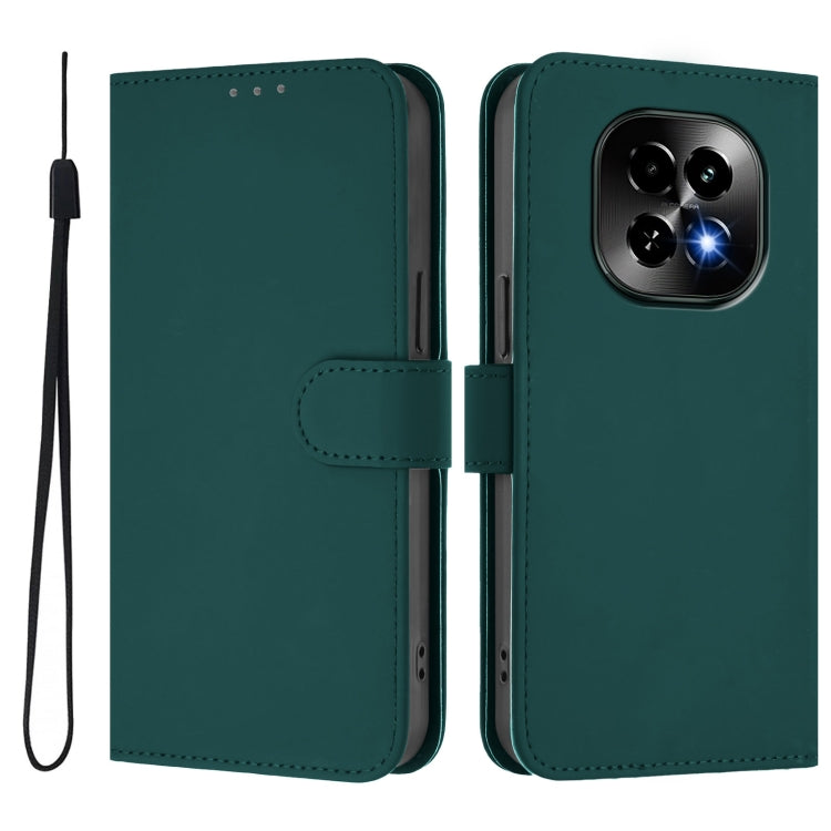 For Realme C63 5G Global Skin Feel Solid Color Leather Phone Case with Lanyard