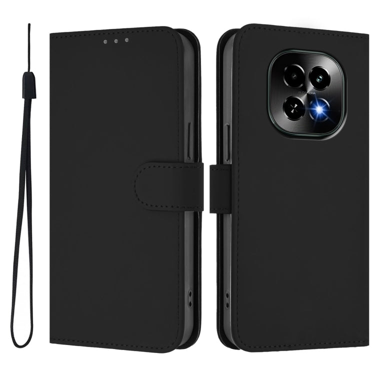 For Realme C63 5G Global Skin Feel Solid Color Leather Phone Case with Lanyard