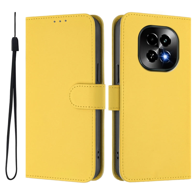 For Realme C63 5G Global Skin Feel Solid Color Leather Phone Case with Lanyard