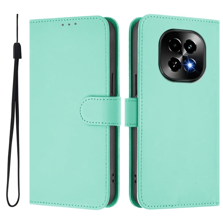 For Realme C63 5G Global Skin Feel Solid Color Leather Phone Case with Lanyard