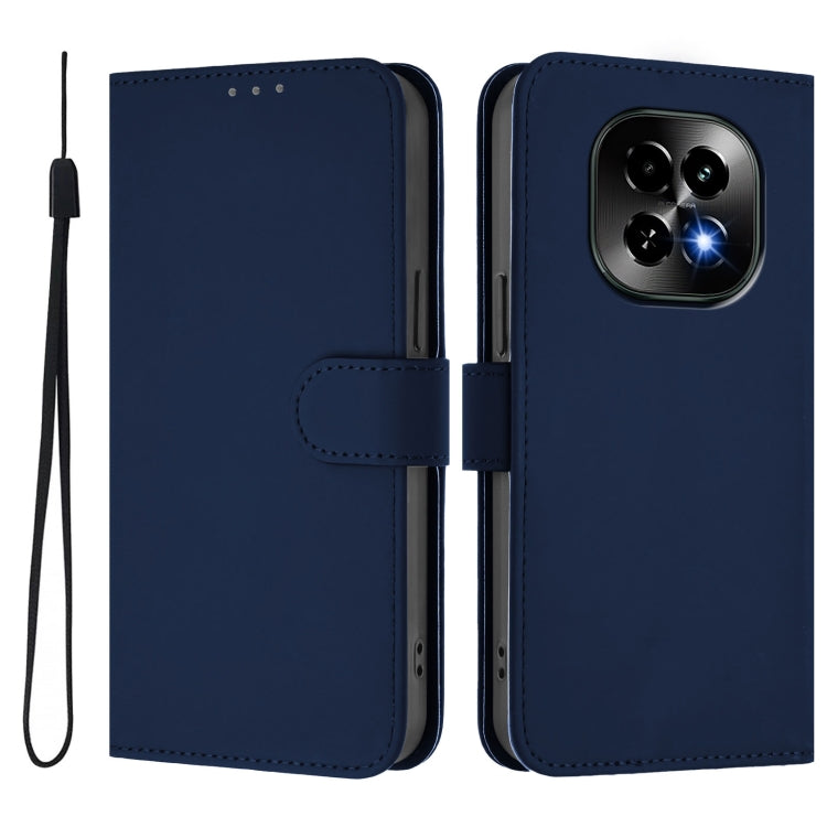 For Realme C63 5G Global Skin Feel Solid Color Leather Phone Case with Lanyard