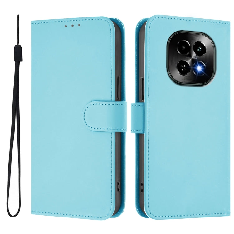For Realme C63 5G Global Skin Feel Solid Color Leather Phone Case with Lanyard