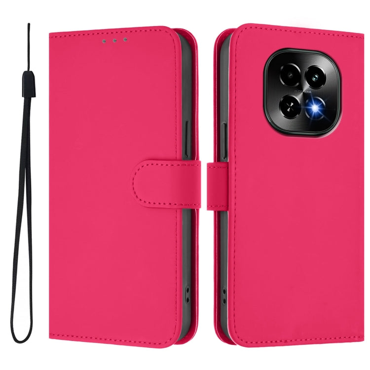 For Realme C63 5G Global Skin Feel Solid Color Leather Phone Case with Lanyard