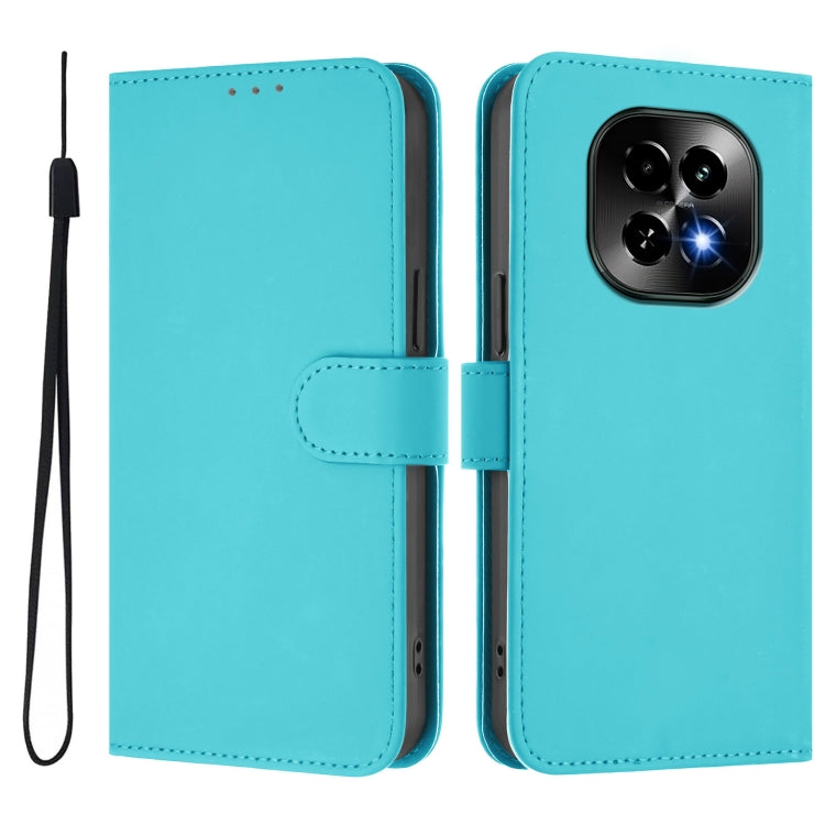 For Realme C63 5G Global Skin Feel Solid Color Leather Phone Case with Lanyard