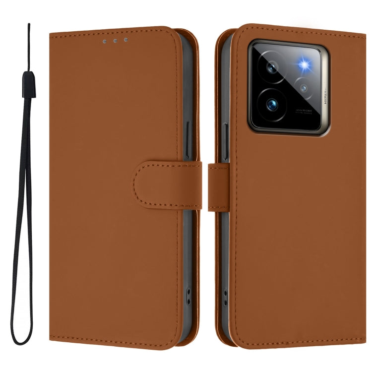 For Realme GT7 Pro 5G Skin Feel Solid Color Leather Phone Case with Lanyard