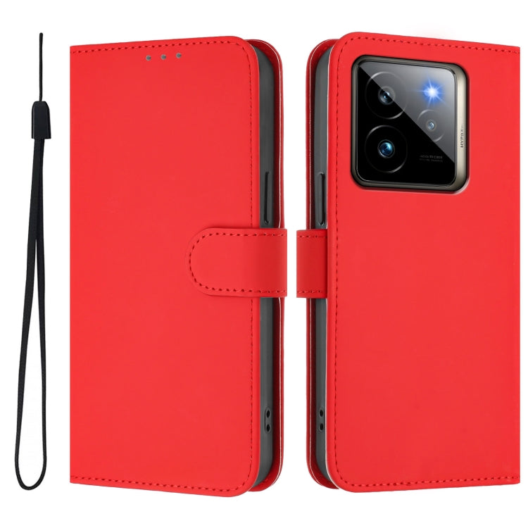 For Realme GT7 Pro 5G Skin Feel Solid Color Leather Phone Case with Lanyard