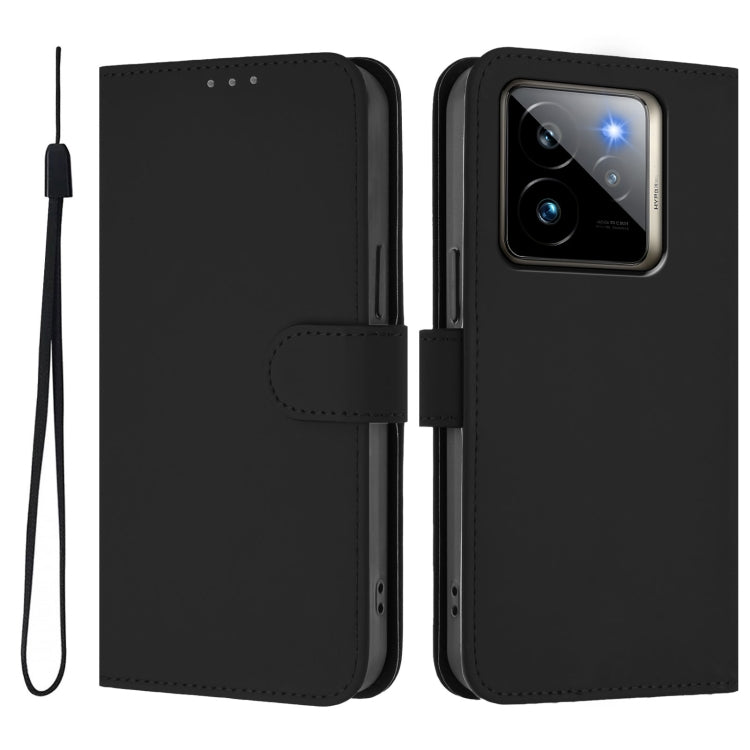For Realme GT7 Pro 5G Skin Feel Solid Color Leather Phone Case with Lanyard