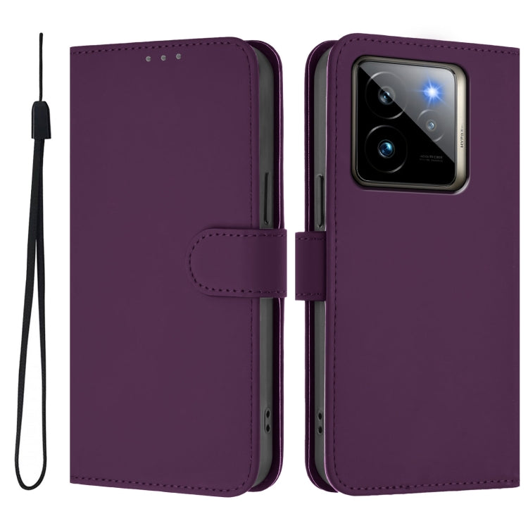 For Realme GT7 Pro 5G Skin Feel Solid Color Leather Phone Case with Lanyard
