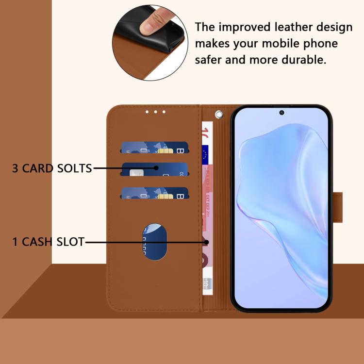 For Realme 14 Pro+ Skin Feel Solid Color Leather Phone Case with Lanyard