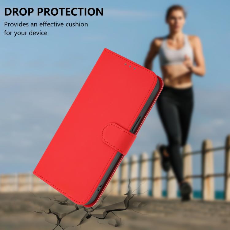 For Realme 14 Pro+ Skin Feel Solid Color Leather Phone Case with Lanyard