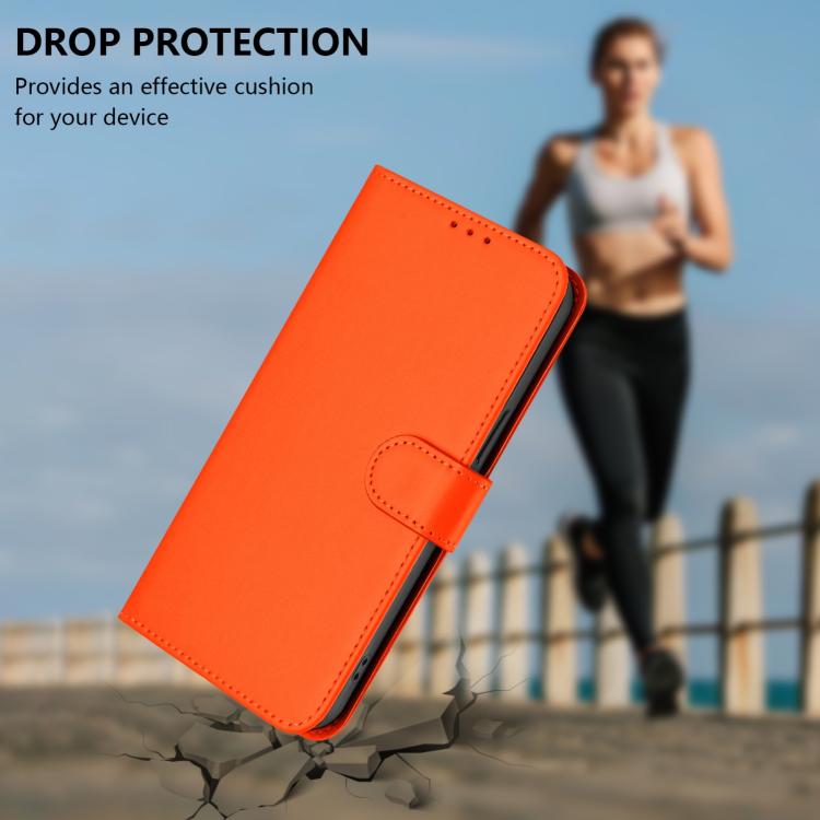 For Realme 14 Pro+ Skin Feel Solid Color Leather Phone Case with Lanyard