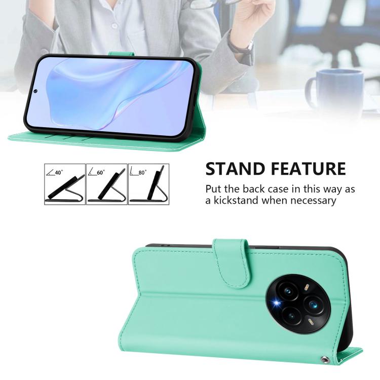 For Realme 14 Pro+ Skin Feel Solid Color Leather Phone Case with Lanyard