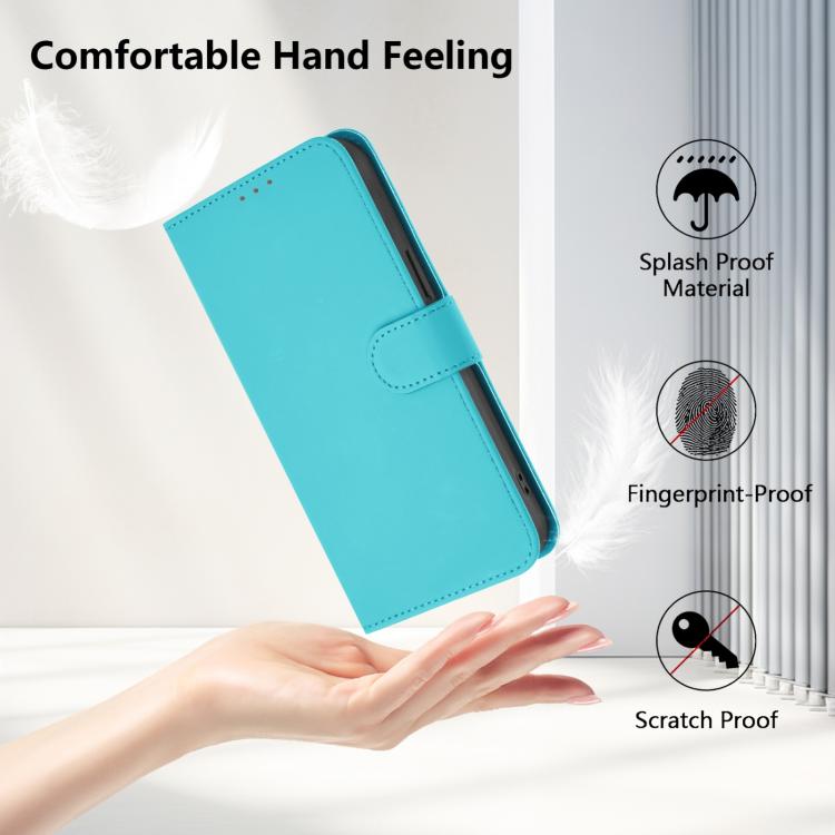 For Realme 14 Pro+ Skin Feel Solid Color Leather Phone Case with Lanyard