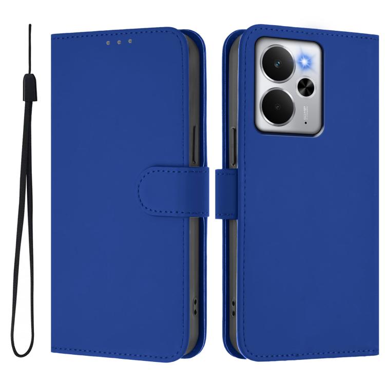 For Realme 14 5G / 14T 5G Global Skin Feel Solid Color Leather Phone Case with Lanyard