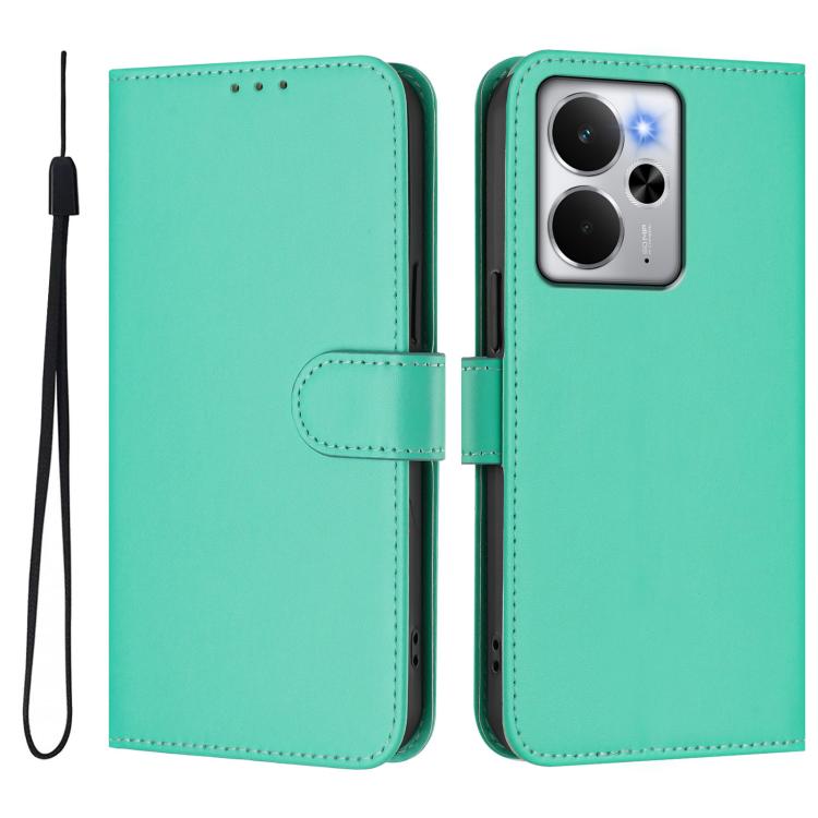 For Realme 14 5G / 14T 5G Global Skin Feel Solid Color Leather Phone Case with Lanyard