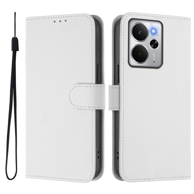 For Realme 14 5G / 14T 5G Global Skin Feel Solid Color Leather Phone Case with Lanyard