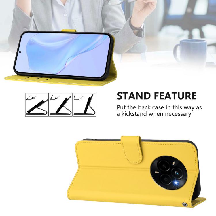 For Realme Narzo 80 Pro Skin Feel Solid Color Leather Phone Case with Lanyard