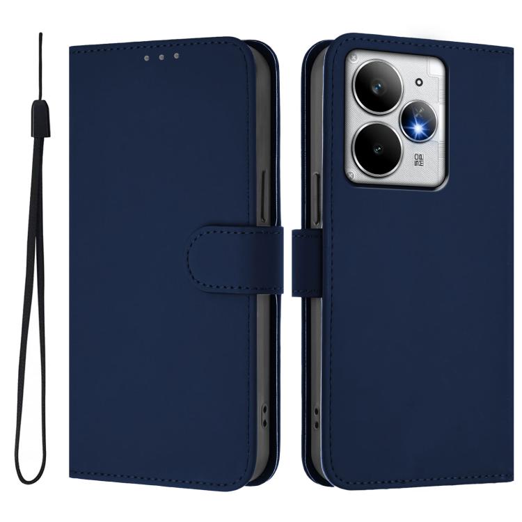 For Realme Neo7 Turbo 5G Skin Feel Solid Color Leather Phone Case with Lanyard