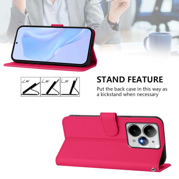 For Realme Neo7 Turbo 5G Skin Feel Solid Color Leather Phone Case with Lanyard