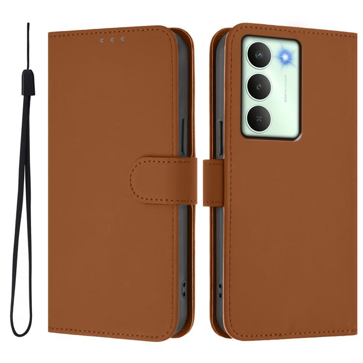 For Realme V70 5G / 14X Global Skin Feel Solid Color Leather Phone Case with Lanyard