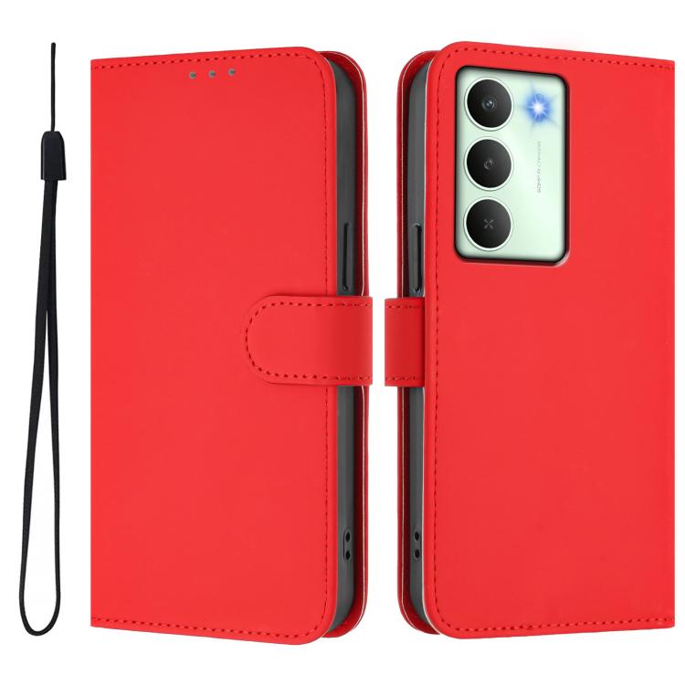 For Realme V70 5G / 14X Global Skin Feel Solid Color Leather Phone Case with Lanyard