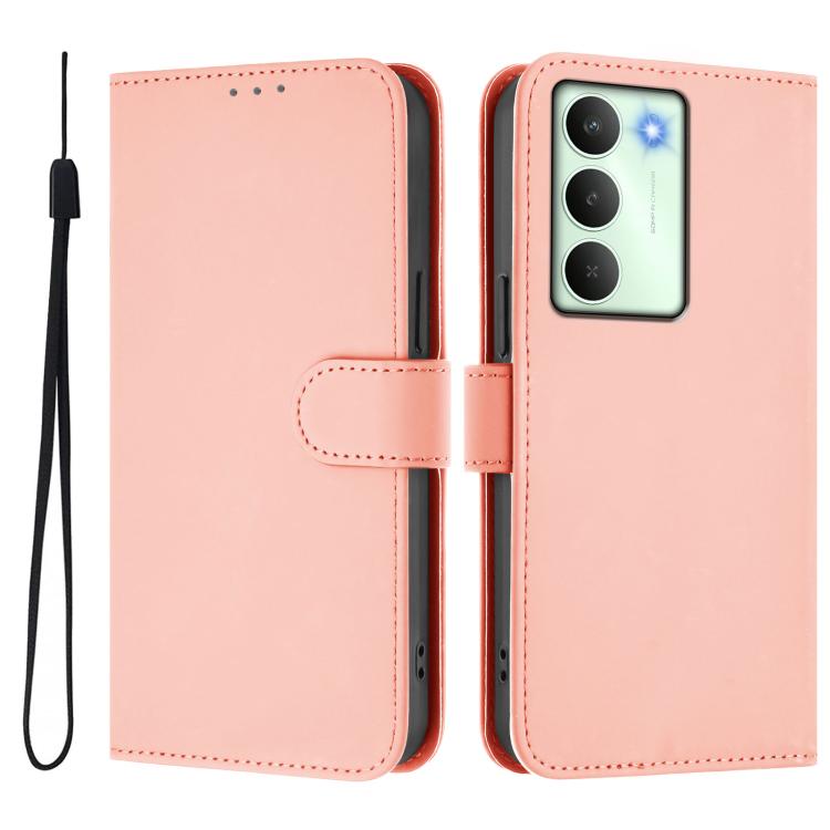 For Realme V70 5G / 14X Global Skin Feel Solid Color Leather Phone Case with Lanyard